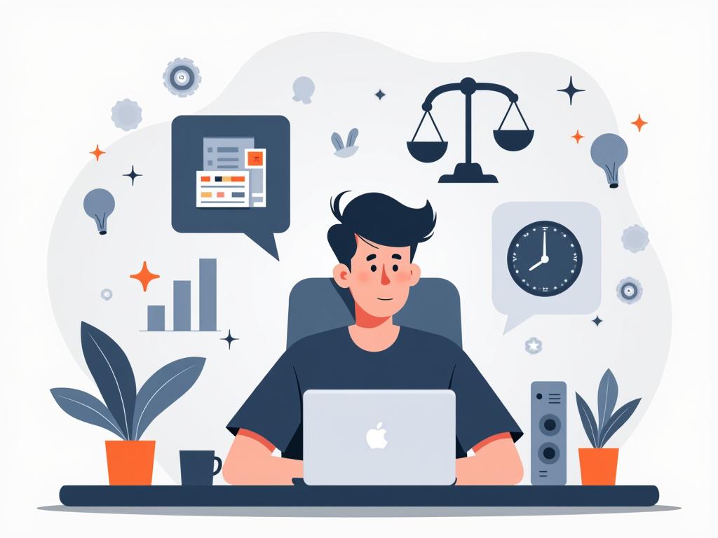 An Illustration Of A Game Developer Sitting At A D